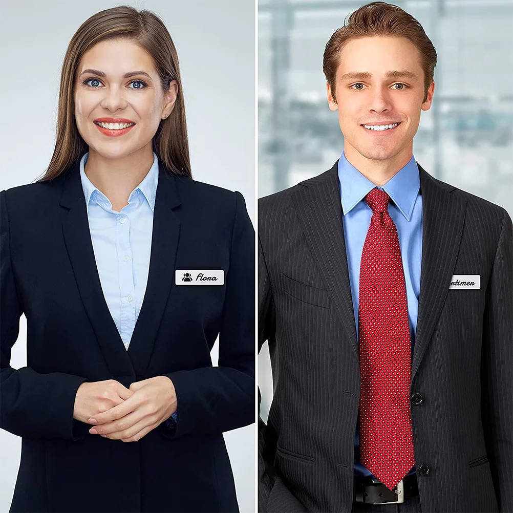 

64 pcs Round Corners Portable Blank Vertical Name Tag Pin Personalized Badges Making ID Name Badge With Pin