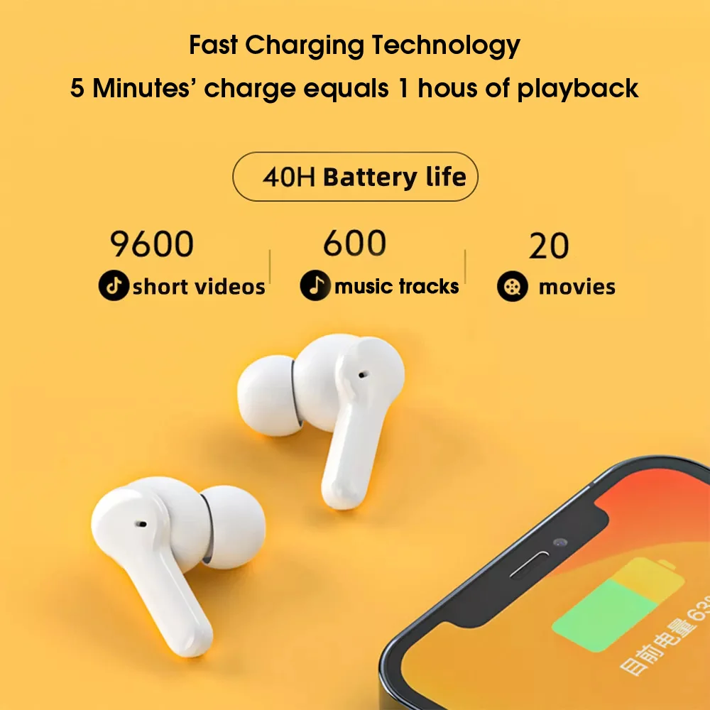 Bluetooth Headphone V5.1 Wireless TWS Earphone Touch Control Earbuds 4 Microphones ENC HD Call Headset Customizing APP enlarge