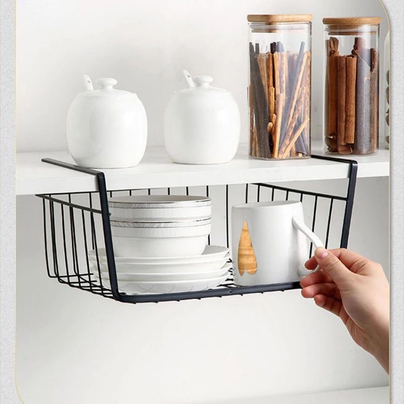 

Cabinet Hanging Basket Rack Metal Products Kitchen Shelf Storage Iron Cupboard Hook Hanger Desktop Placement Debris Storage Rack
