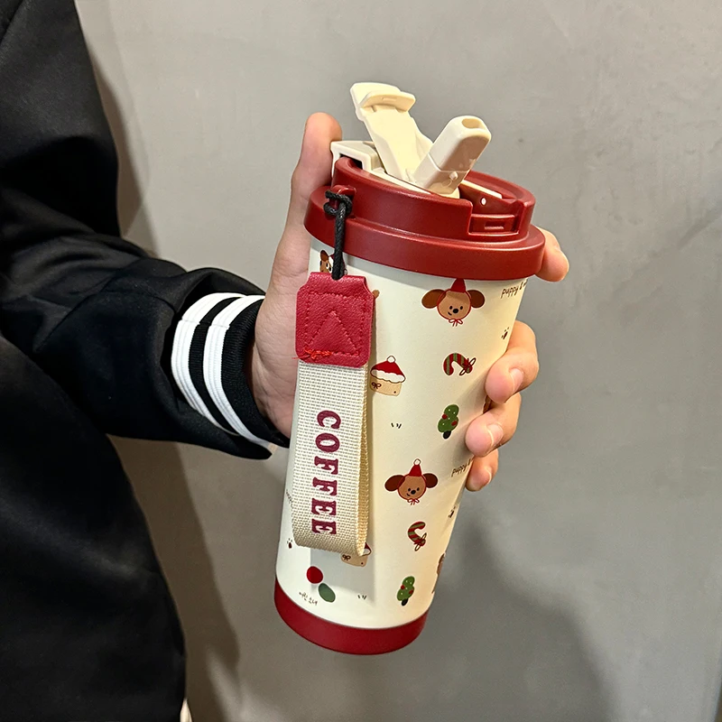 Милые рождественские чашки с соломенным фильтром милая кофейная кружка
