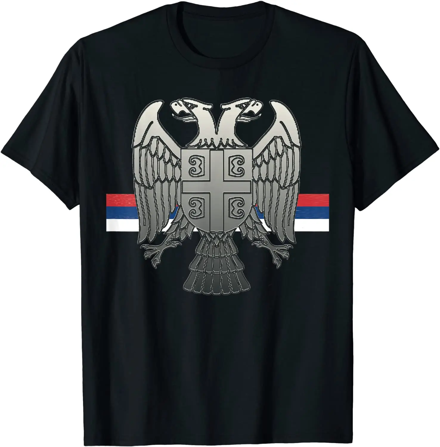 

Serbian Cross and National Eagle T Shirt. High Quality Cotton, Large Sizes, Breathable Top, Loose Casual T-shirt S-3XL