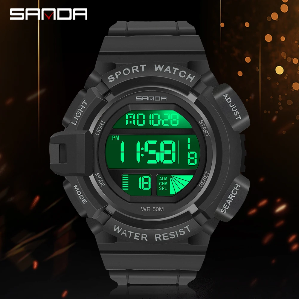 

SANDA 2106 Fashion Mens Watch Casual Sport Stopwatch LED Wristwatch Date Digital Watches Male Electronic Clock Relogio Masculino