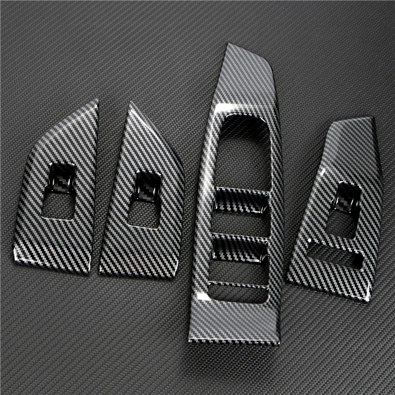 

New High Quality Carbon Fiber Car Window Control Panel Glass Lift Switch Cover for Nissan Rogue X-trail Protector Sticker Parts