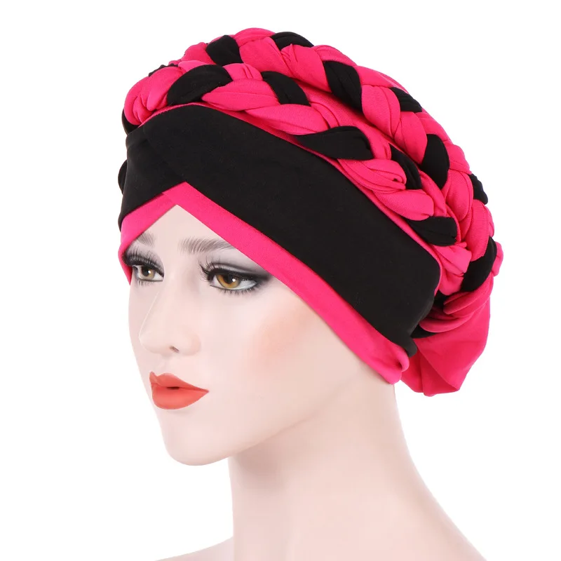 

2018 Muslim New European and American Foreign Trade Two-Color Braid Toque Cap Milk Silk India Toque Cap Spot