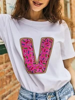 victory young girls white t shirts pink printed name letter font r s t u v w for woman short sleeves daily tshirt tops polyester
