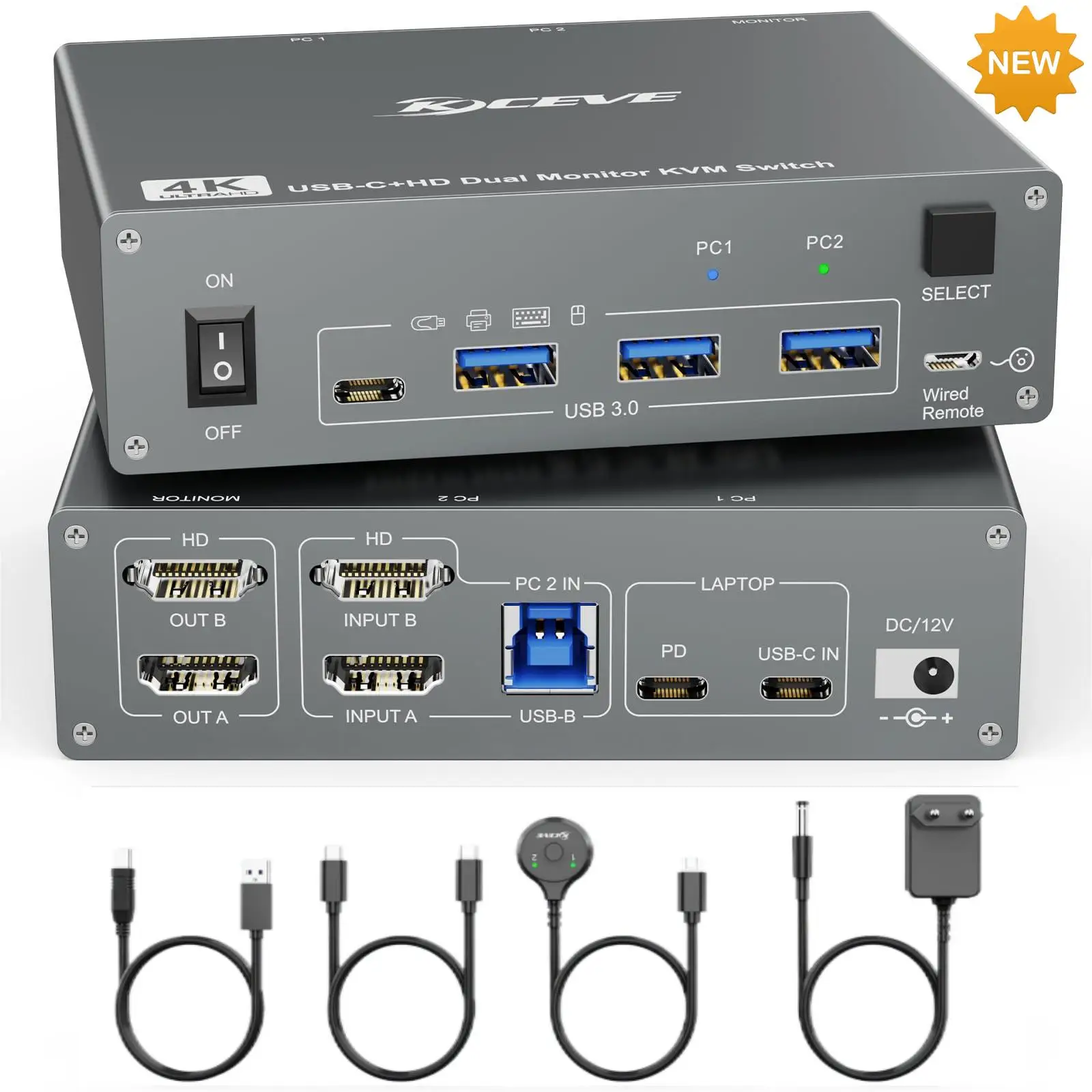 KVM-переключатель 4K 2 монитора 2 компьютера USB C HDMI | AliExpress