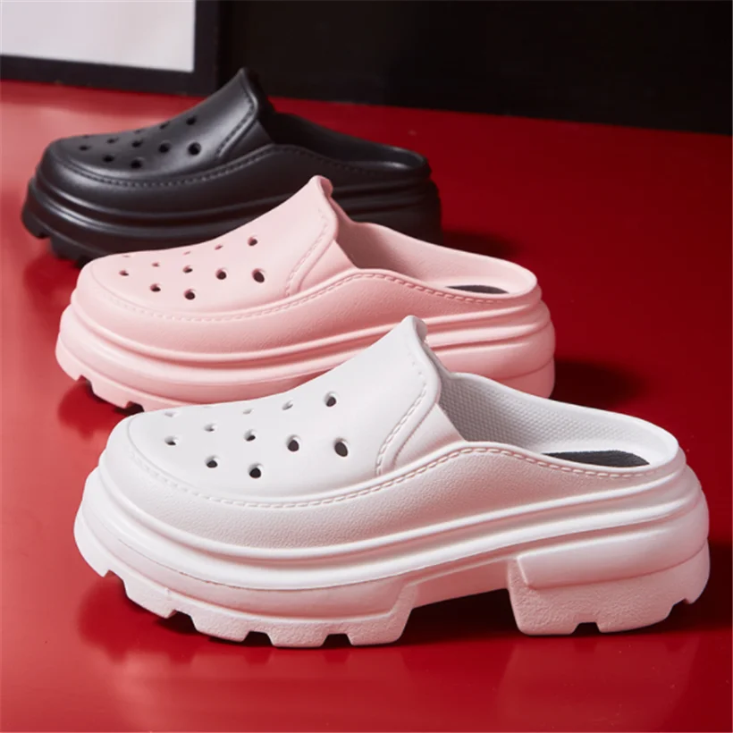 High Heels Sandals Women Clogs Summer 6.5cm Increase Platform Woman Waterproof Slippers Non-slip Sandals Fashion Garden Shoes