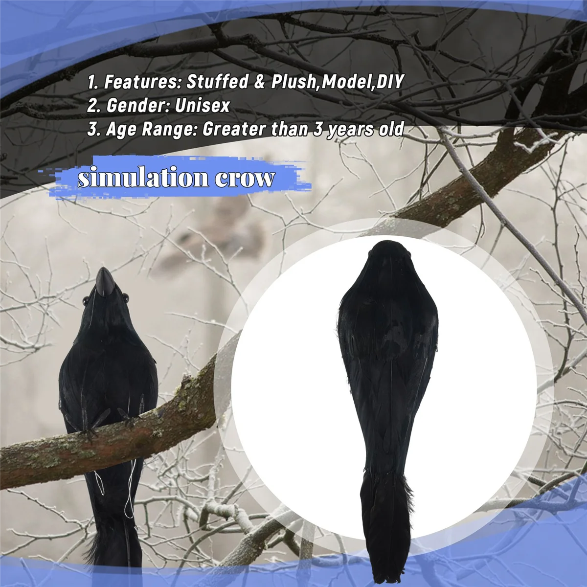 Реквизит для Хэллоуина большие крылья 25 х40 см Черные искусственные модели