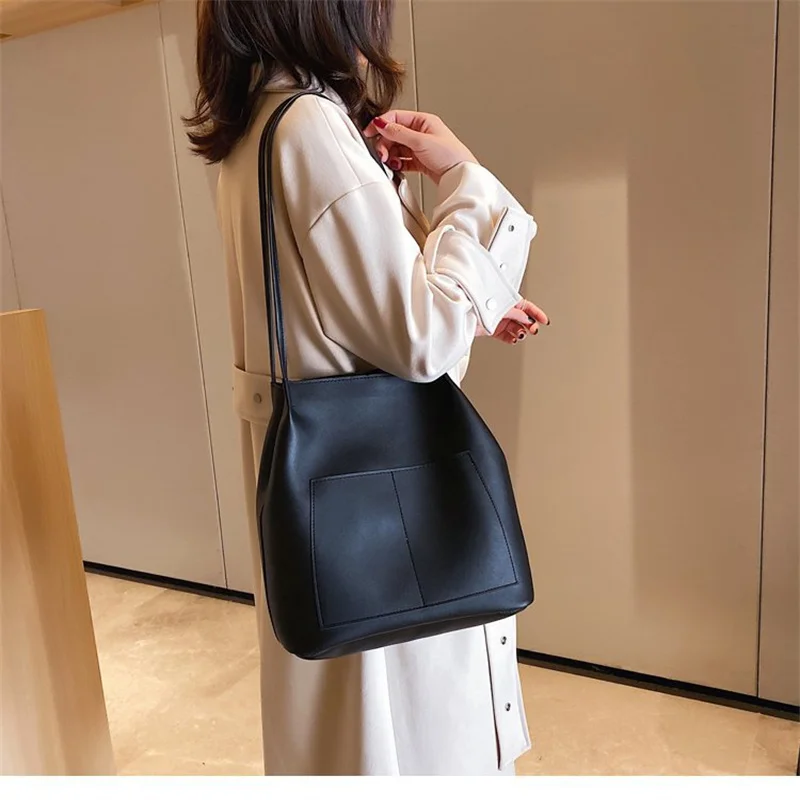 Fashion Luggage &Bags Women's Handbags Crossbody NEW Niche Mini All-match Bucket Bag PU Black Ladies Bolsos