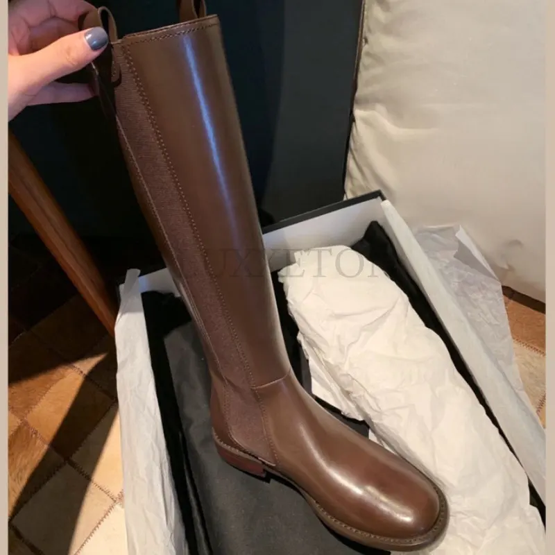 Brand New Ladies Platform Black Boots Fashion Chunky Med Heels Knee High Boots Women Casual Party Shoes Woman Thigh High Boots