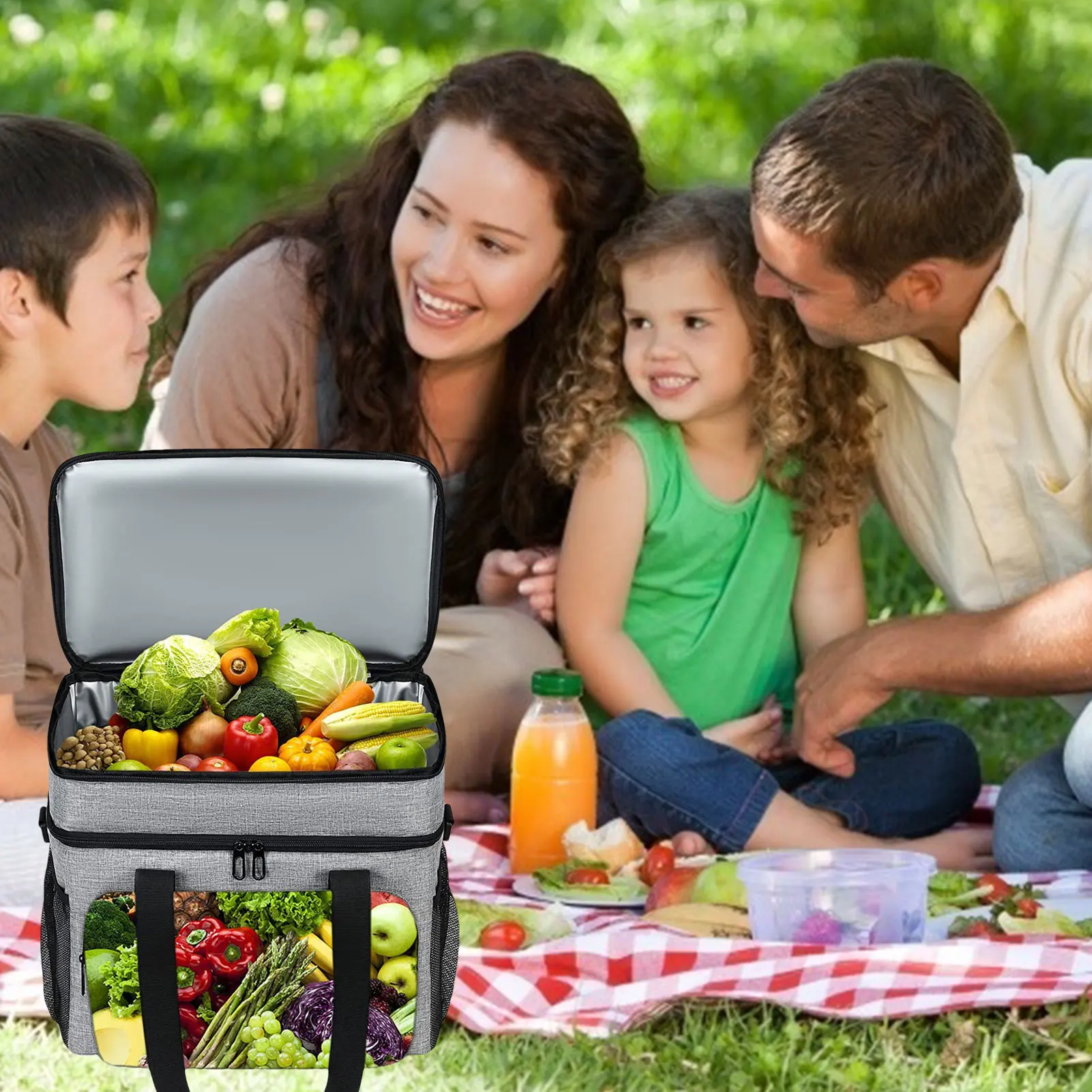 

Large Insulated Lunch Bag Reusable Lunch Box Portable Insulation Bag For Adult Men Women Outdoor Picnic Cooling Container Grey