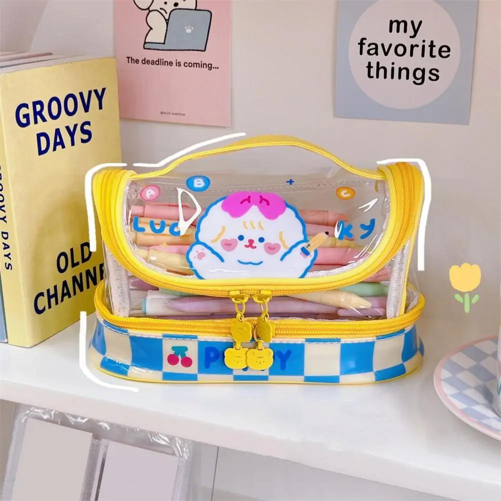 

Пенал портативный многофункциональный прозрачный с мультяшным рисунком для мальчиков и девочек