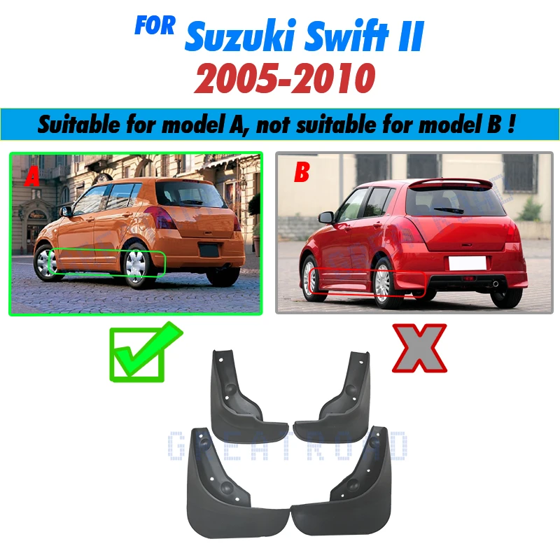 

Брызговики для Suzuki Swift 2 II 2005-2010, 2006 2007 2008