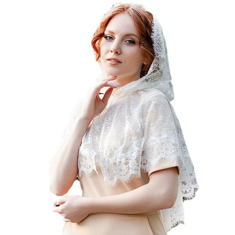 

MXMB Delicate Lace Trim Shawl for Ladies Spring Summer Lightweight Shawls Wedding Party Sunproof Anti-uv Scarf with Hoodie