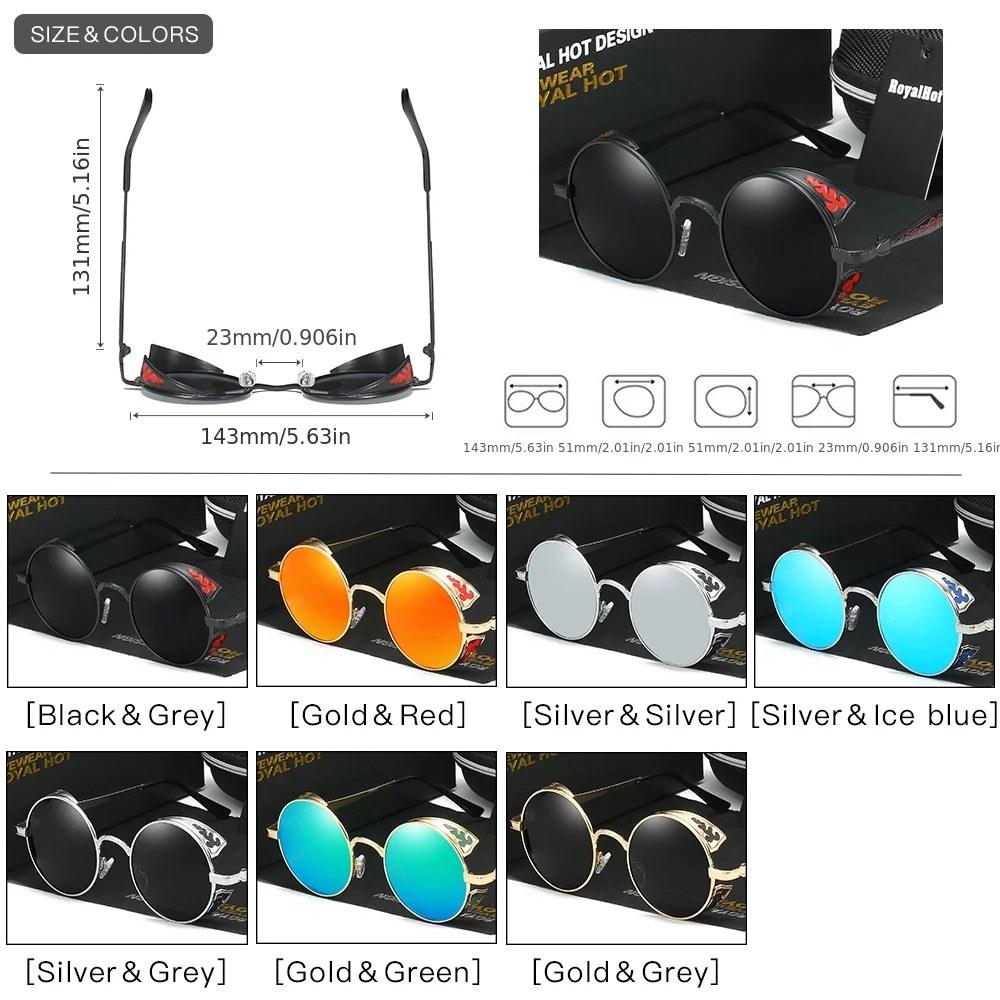 Поляризованные солнцезащитные очки RoyalHot унисекс круглые модные с защитой от UV400