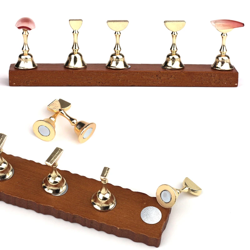 Магнитный держатель для ногтей из цельного дерева подставка практики основание