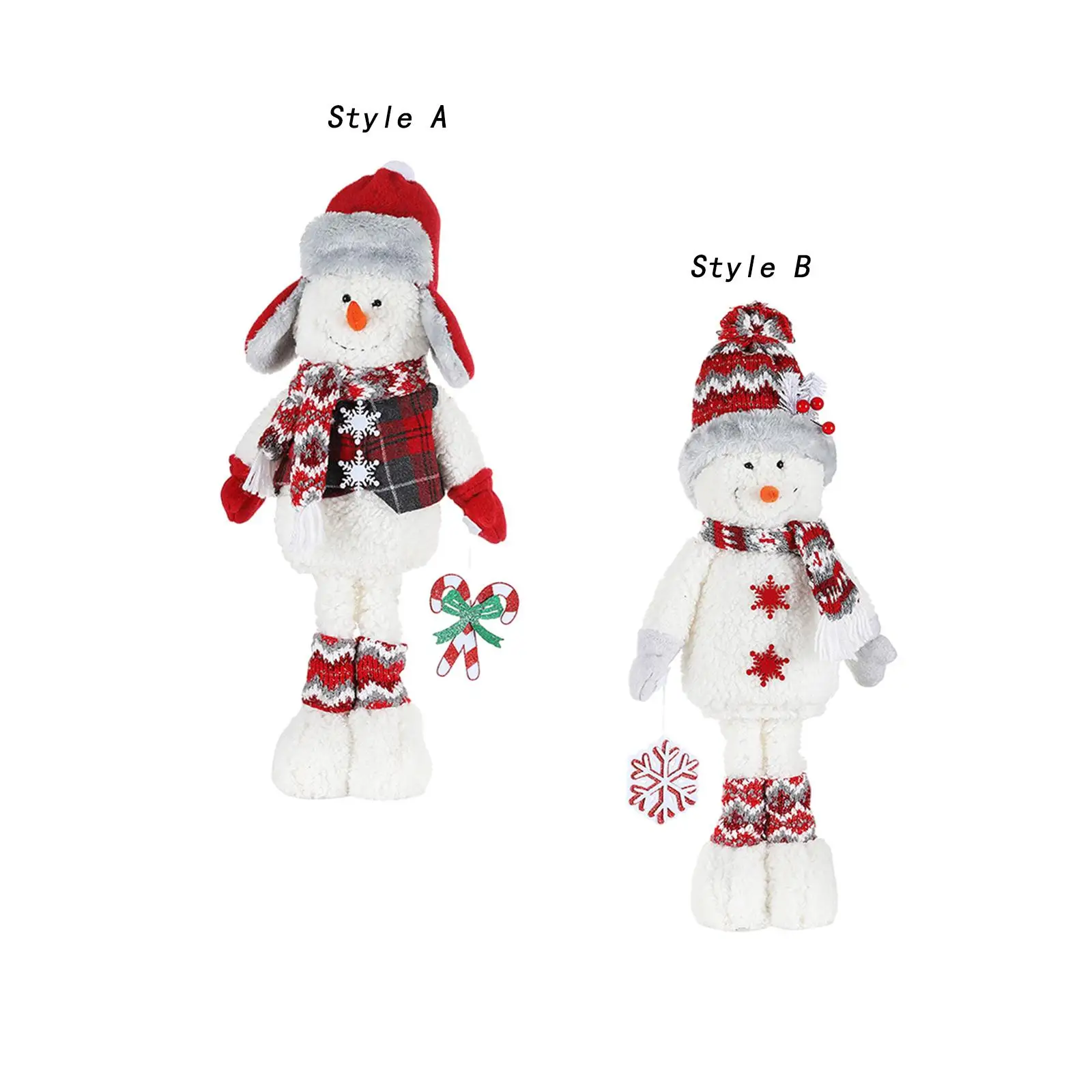 

Рождественское украшение, кукла снеговика, Длинные выдвижные ножки, настольное украшение, плюшевая кукла для спальни, зимний подарок на день рождения