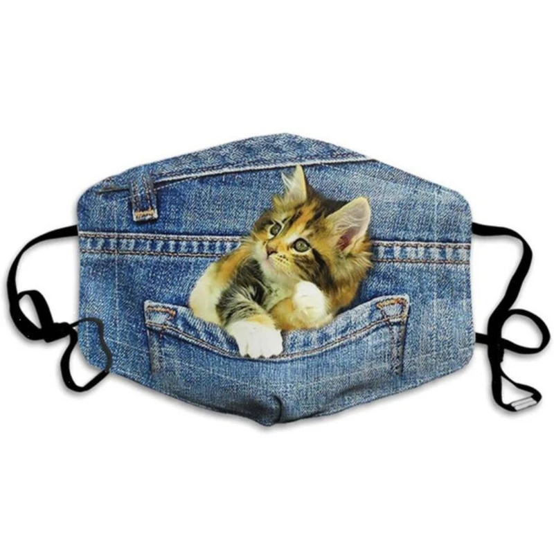 

Unisex Print Mouth Mask Denim Cat And Dog Face Mask Cat And Dog Themed Breathable Face Masks Outdoor Cycling Masks 6 Colors
