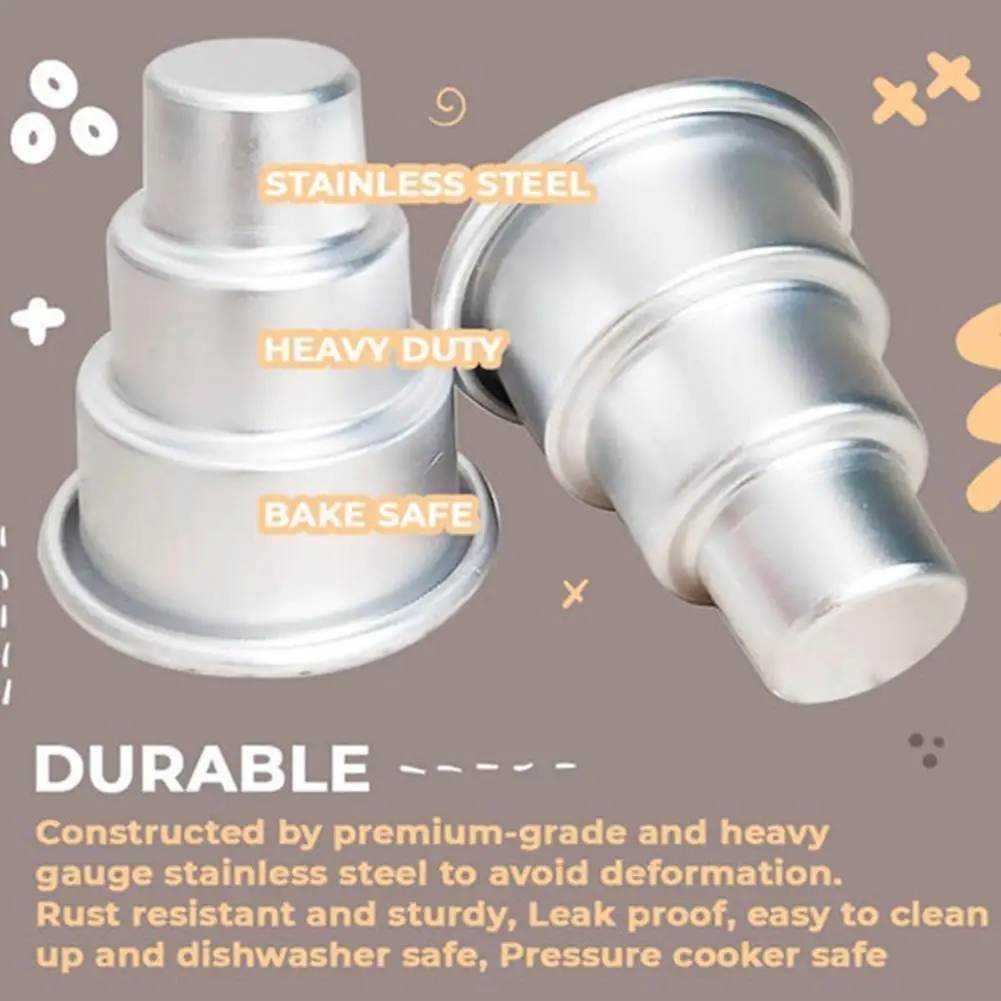 

Aluminum Alloy Useful High Temperature Resistant 3 Tiers Cake Pan Solid Color Cake Pan Multipurpose for Cafe