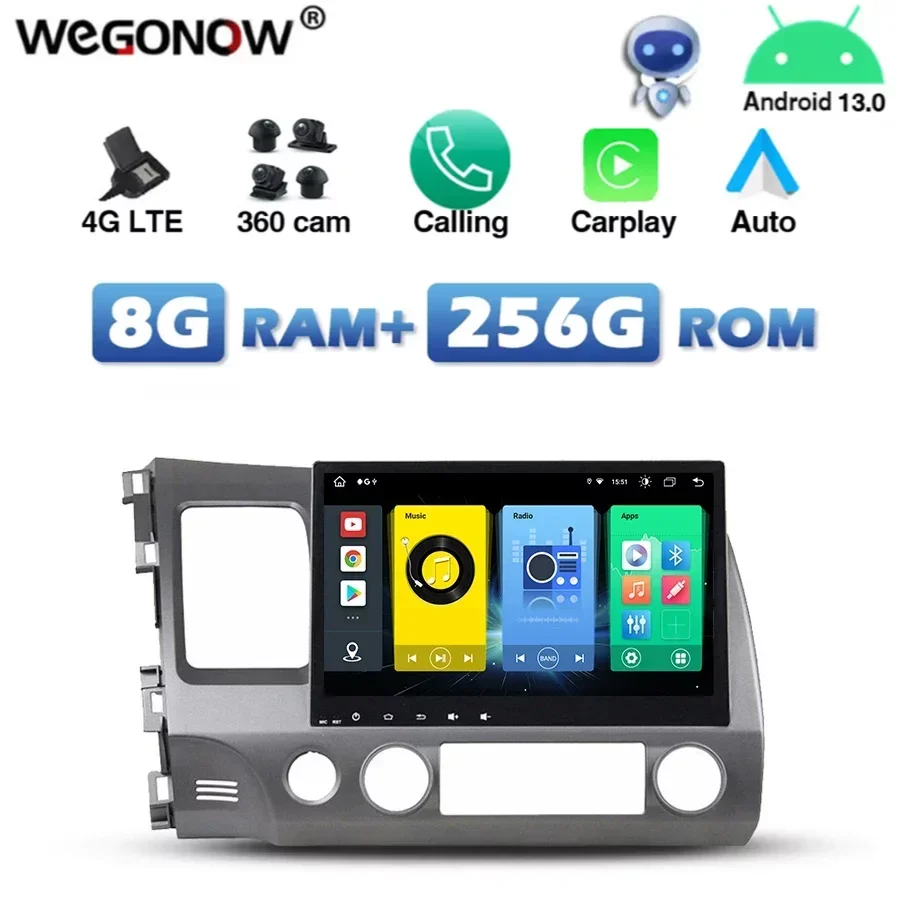 Беспроводной Carplay Auto Android 13.0 8G + 256G 4G SIM DSP Автомобильный DVD-плеер GPS-карта RDS Радио Wi-Fi