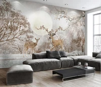 beibehang forest fawn landscape photo mural wallpaper 3d stereo living room bedroom backdrop wall home decor papel de parede 3d