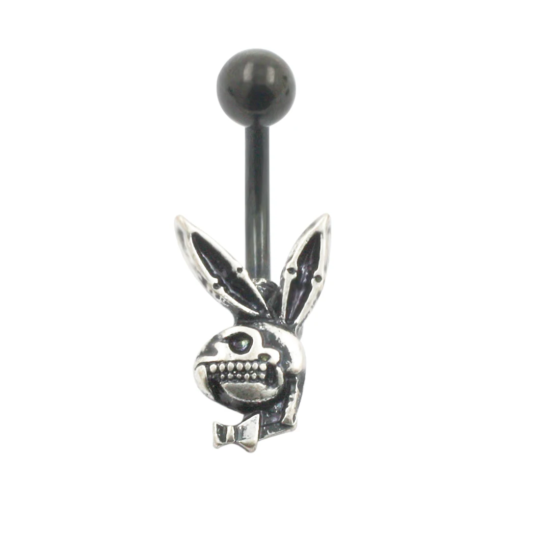 

JHJT 14G Rabbit Belly Button Ring 316L Surgical Stainless Steel Navel Ring Belly Piercing Body Jewelry for Women