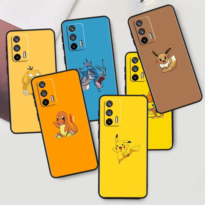 

Cartoon Pokemon Pikachu For OPPO Realme X50 X3 X2 GT2 Neo 3T Pro C35 C31 C30S C25S C21Y C15 C11 C3 C2 Black Phone Case