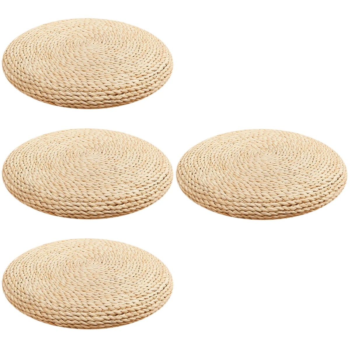 

4x Straw Weaving Cushion Japanese Pillow Chair Automotive Seat Cushionss Round Decorative Pillow Round Chair Cushion