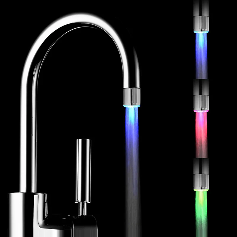 

LED Water Faucet Temperature Sensitive 3-Color Changing Temperature Kitchen Bathroom Glow Water Saving Faucet Aerator Tap