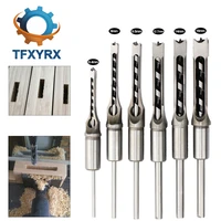 6pcs 6 4 12 7mm hss twist drill bits kit woodworking square auger mortising chisel drill set square hole extended saw