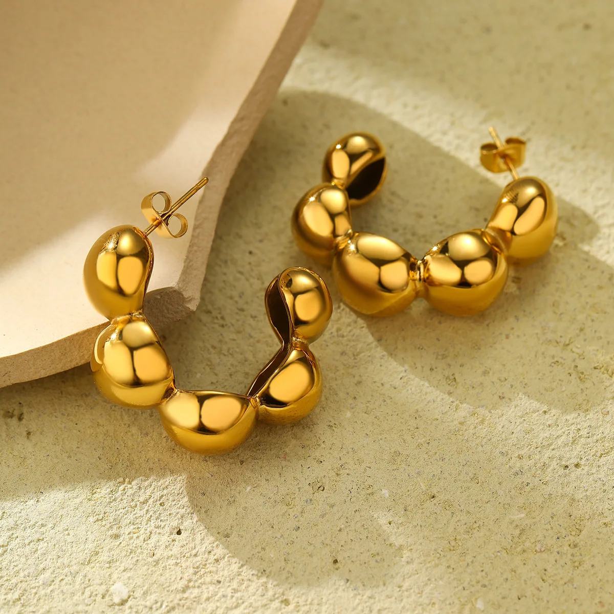 NIMAI 2024 бусины CC формы серьги-гвоздики из нержавеющей стали 18-каратное золото