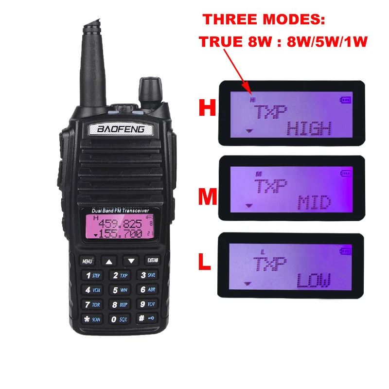 BaoFeng UV82 True 8W High Power Portable Walkie Talkie Two Way Radio Dual Band UHF VHF 10KM bf uv-82 Amateur CB Ham Radio