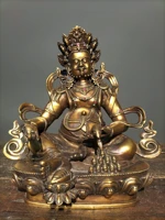 11 tibetan temple collection old bronze mosaic gem huang caishen yellow god of wealth buddha lotus platform worship buddha