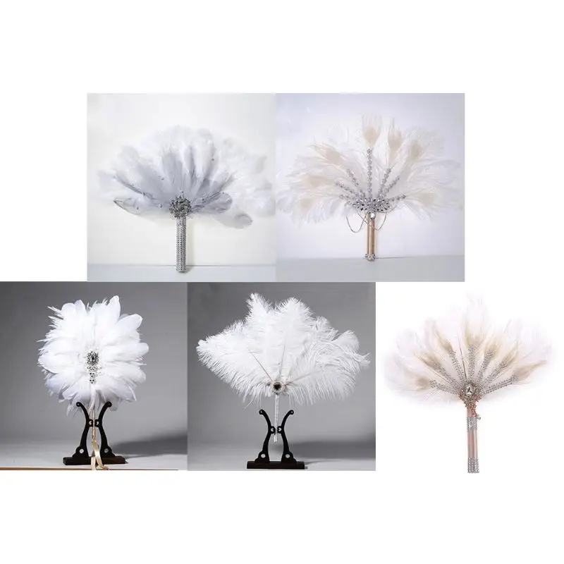 

Stylish Bridal Feather Bouquet 1920s Ostrich Feather Fan Wedding Bouquet Flapper P15F