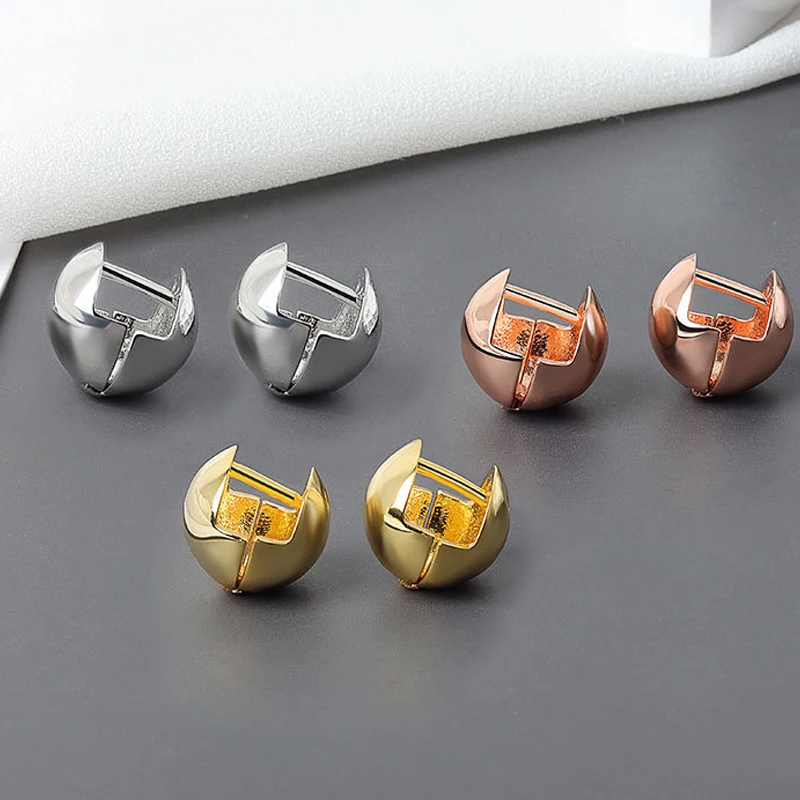 

Fashion Silver 925 Semi-Circle Smooth Hoop Earrings For Women Small Rose Gold Earrings Party Wedding Luxury Woman Jewelry