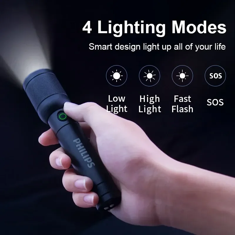 

Фонарик с оптическим зумом портативный фонарик с 4 режимами освещения USB C Перезаряжаемый для самообороны кемпинга Тактический