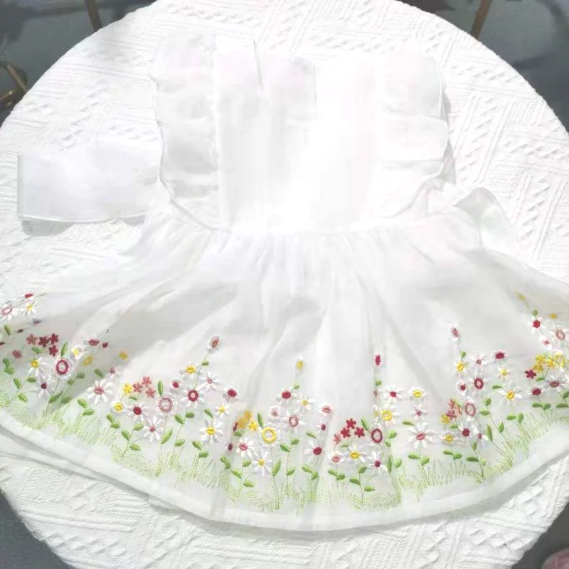 

3Pcs Baby Vintage Spanish Dresses 2021 Summer Girls Flower Embroidery Boutique Dress Infant Children Lolita GZB137