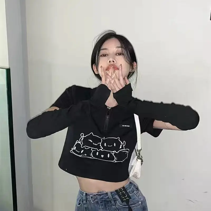 QWEEK Women's T-shirt Japanese Korean Harajuku Y2k Preppy Style Sweet Soft Girl Short Sleeve T-shirts Crop Top Sexy Chic Fashion