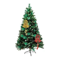 6ft factory outlet luxury artificial pine needle flocking mixed christmas tree pine cone ornament xmas tree