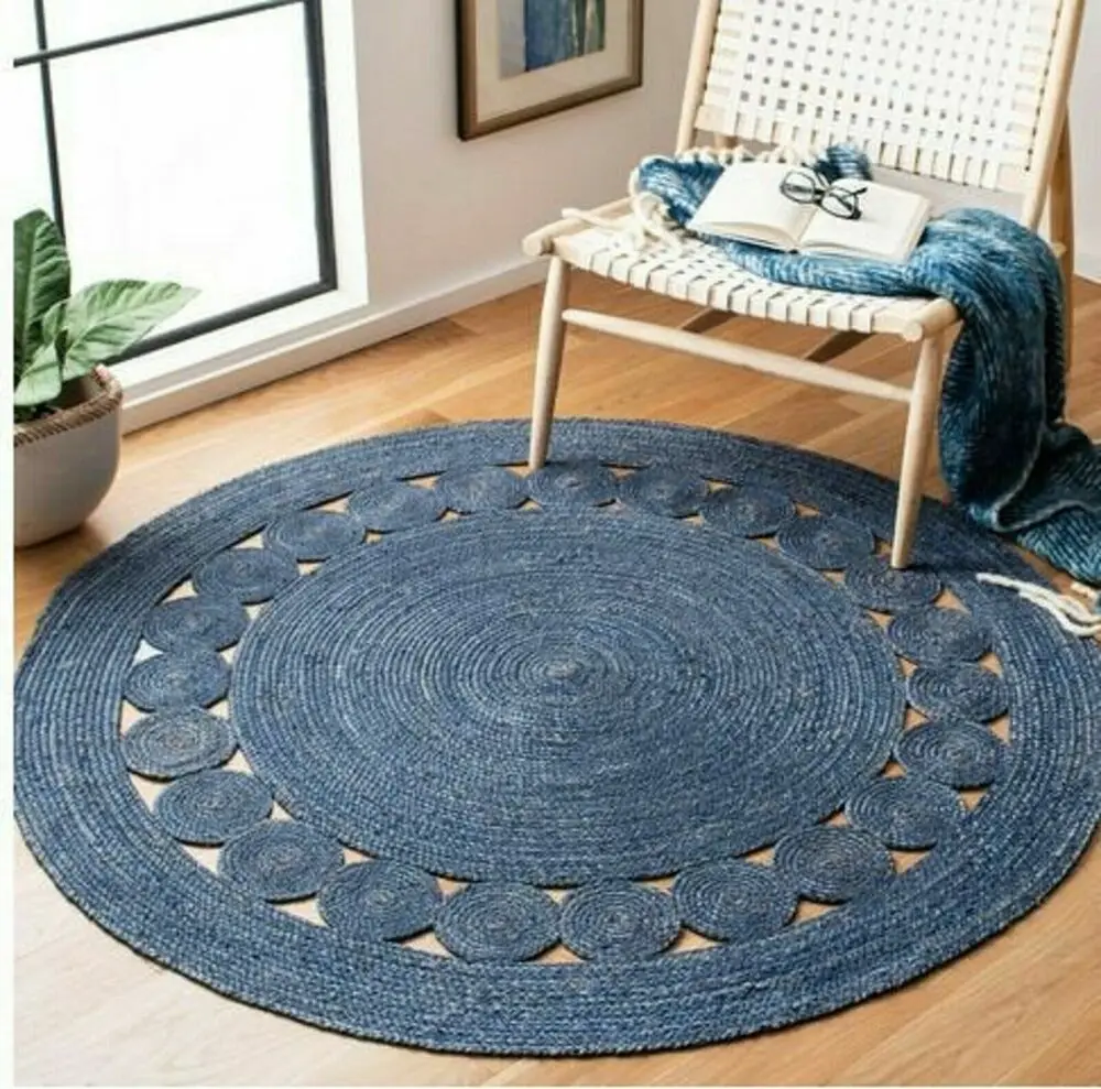 Rug 100% Jute Natural Bohemian Floor Mat Carpet Living Room Round Area Rag Rug - rugs  carpet  home  bedroom decor