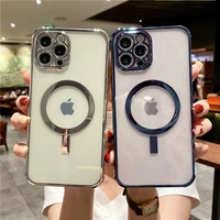 for iphone 13 case magnetic charging phone cases for iphone 12 11 pro max 12mini camera protection clear tpu electroplate cover