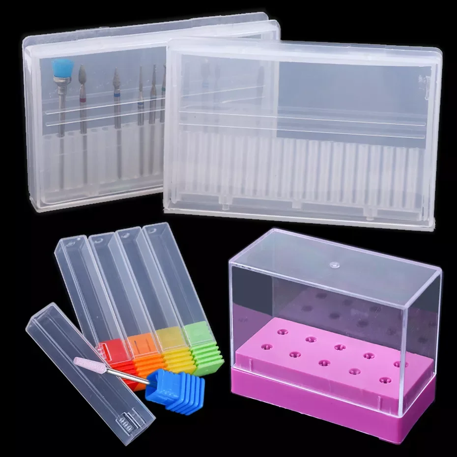 

Acrylic Nail Drill Bit Storage Box Empty Stand Display Container Nail Case Cutter for Milling Machine Manicure Accessories BE867