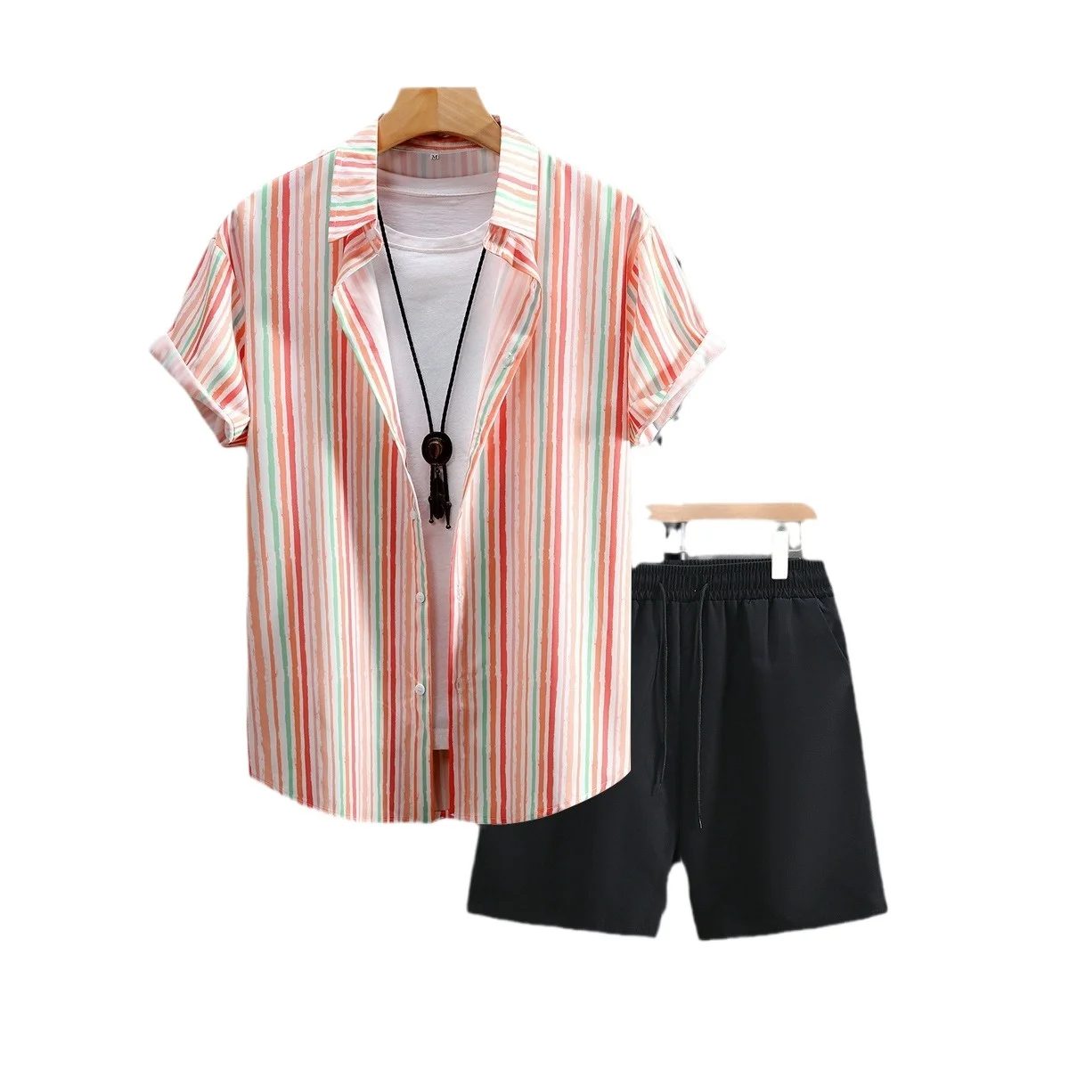 Мужская гавайская рубашка и шорты пляжный комплект костюм с тропическим