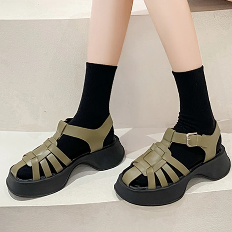 

Women Rome Platform Sandals Brand Designer New Shoes 2022 Chunky Flip Flops Slippers Summer Beach Sports Walking Slides Women