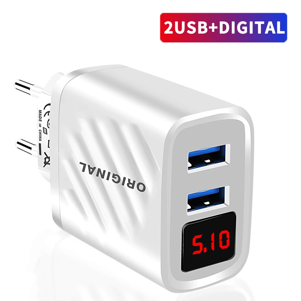 

Оригинальное зарядное устройство Maerknon с USB, быстрая зарядка 3,0 для iphone Oneplus, Xiaomi, со светодиодным цифровым дисплеем, настенное зарядное устро...