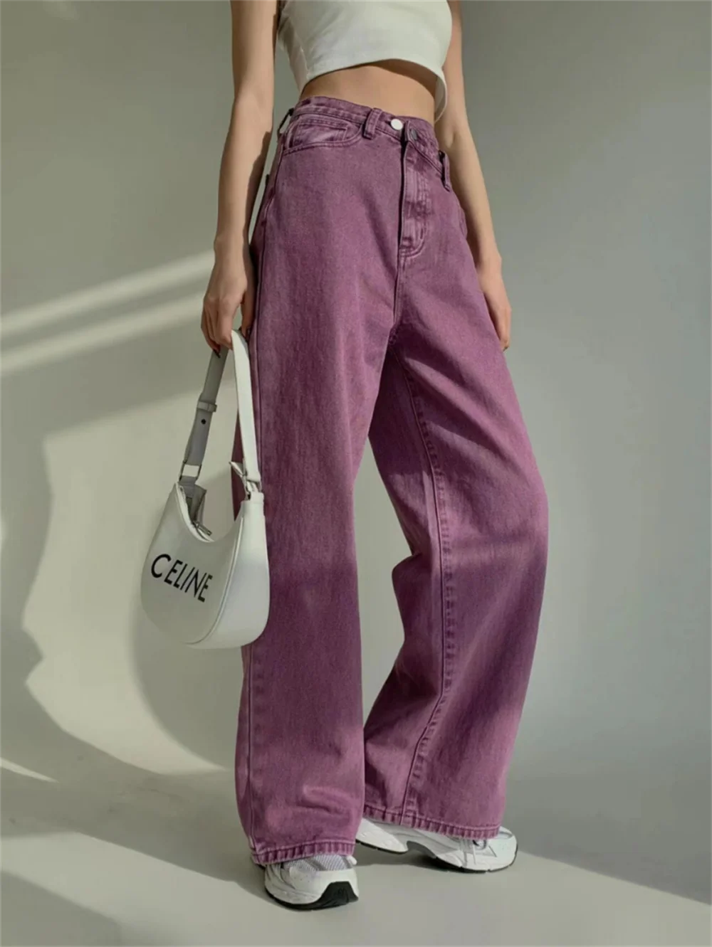 

Purple Summer Woman's Jeans High Waist Denim Trouser Baggy Design Ladies Streetwear Vintage Wide Leg Straight Loose Jean Pants