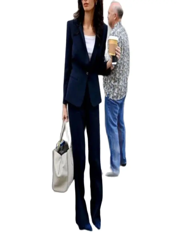 

Hot Sale Navy Women Ladies Custom Made Business Office Tuxedos Formal Work Wear New Suits