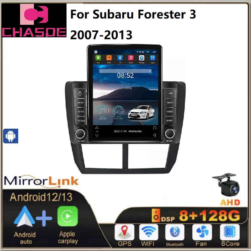 Автомобильный DVD-плеер Tesla Android 13 для Subaru Forester 3 2007-2013 8 + 128 ГБ ADAS DVR 360 подсветка