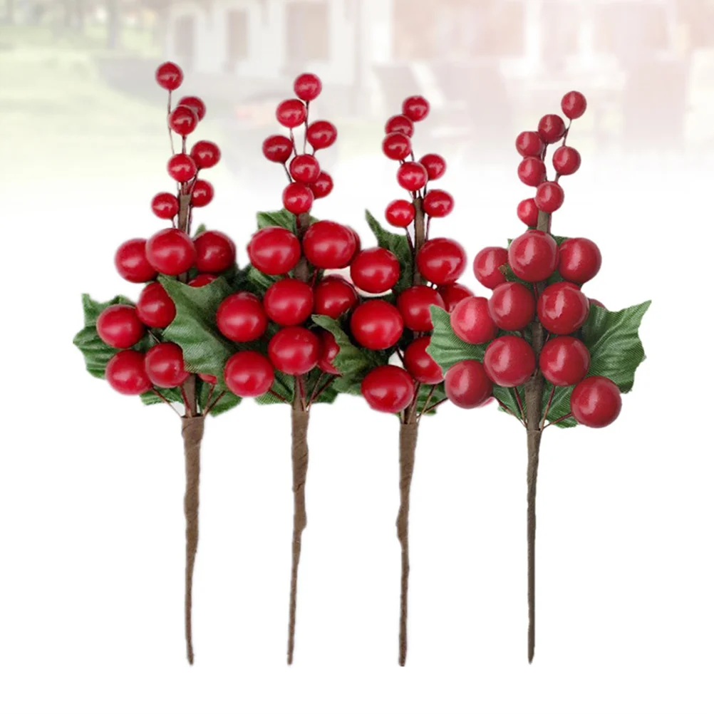 

Berry Branches Christmas Berries Decorartificial Holly Simulation Tree Ornaments Fake Red Picks Pinedecorating Flowers