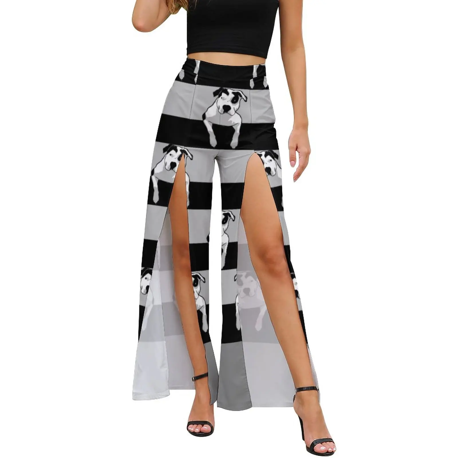 

Брюки женские с высокой посадкой, с разрезом